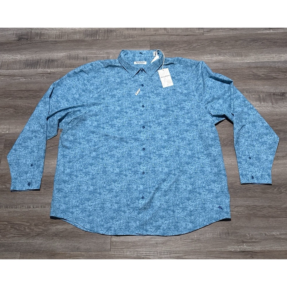 Tommy Bahama IslandZone Men's 3XLT Blue Bahama Coast Palm Treescape Shirt TALL